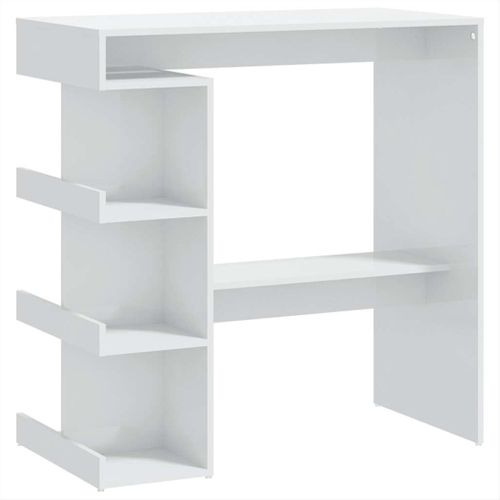 Table De Bar Étagère De Rangement Blanc Brillant 100x50x101,5cm