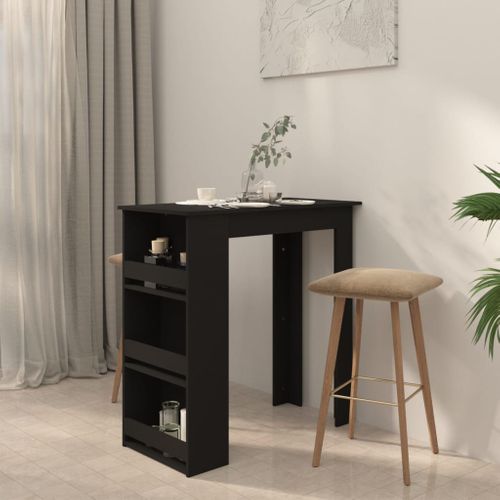 Table De Bar Et Rangement Noir 102x50x103,5cm Bois Contreplaqué