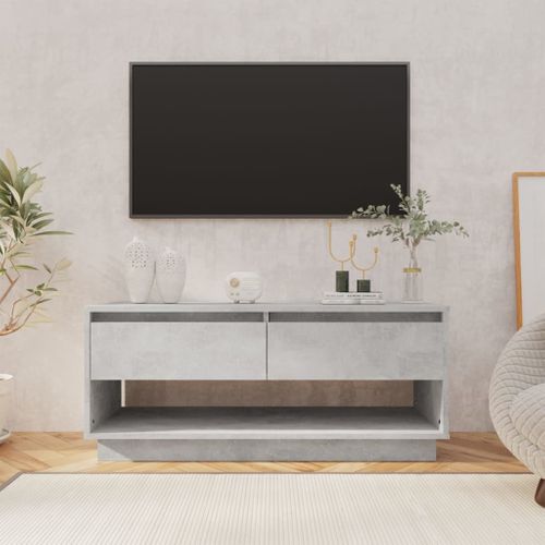 Meuble TV Gris Béton 102x41x44 Cm Bois Contreplaqué