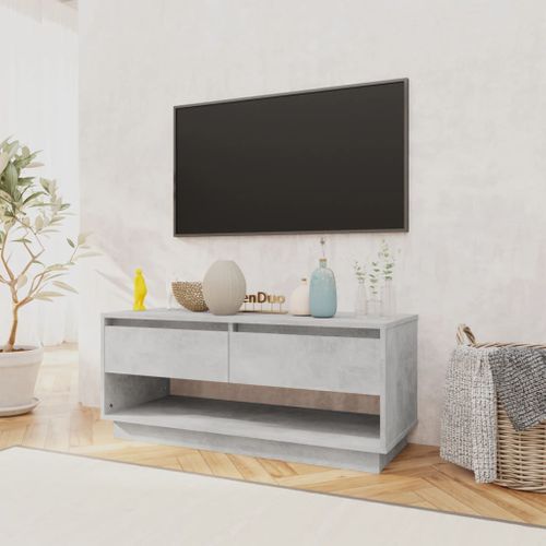 Meuble TV Gris Béton 102x41x44 Cm Bois Contreplaqué