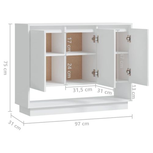 Buffet Blanc 97x31x75 Cm Bois Contreplaqué
