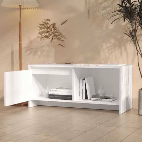 Meuble TV Blanc 90x35x40 Cm Bois Contreplaqué