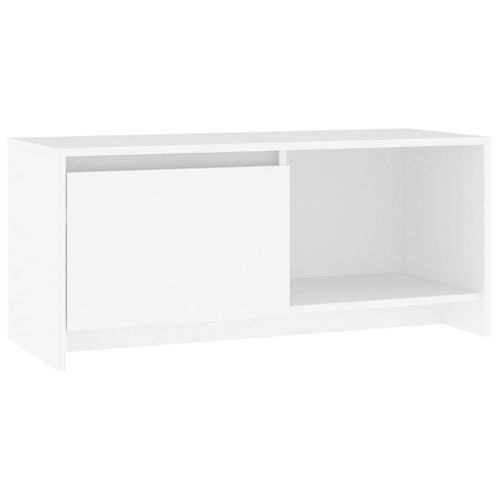 Meuble TV Blanc 90x35x40 Cm Bois Contreplaqué