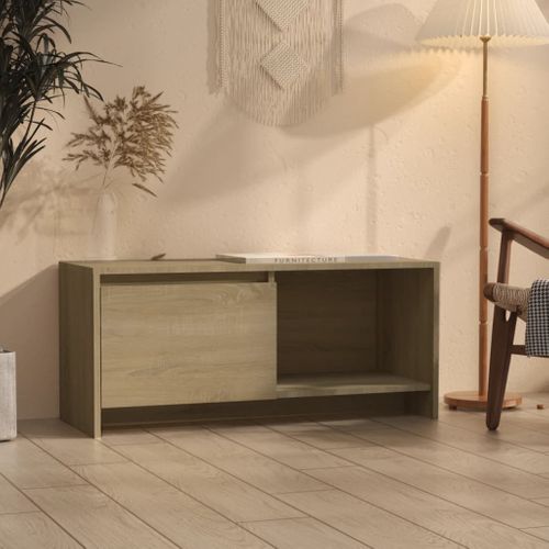 Meuble TV 1 Porte 1 Compartiment Chêne Sonoma 90 X 35 X 40 Cm Bois Contreplaqué Durable