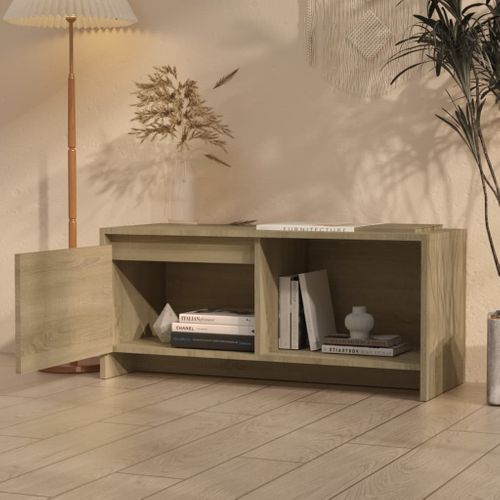 Meuble TV 1 Porte 1 Compartiment Chêne Sonoma 90 X 35 X 40 Cm Bois Contreplaqué Durable