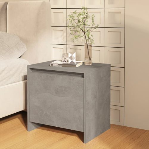 Table De Chevet Gris Béton 45x34x44,5 Cm Bois Contreplaqué