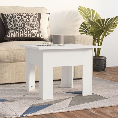 Table Basse Blanc 55x55x42 Cm Bois Contreplaqué