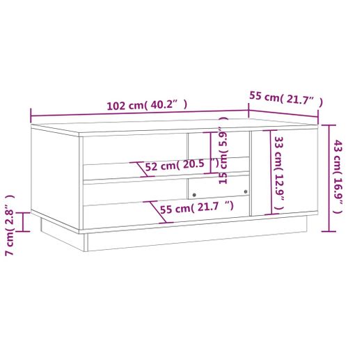 Table Basse Noir 102x55x43 Cm Bois Contreplaqué
