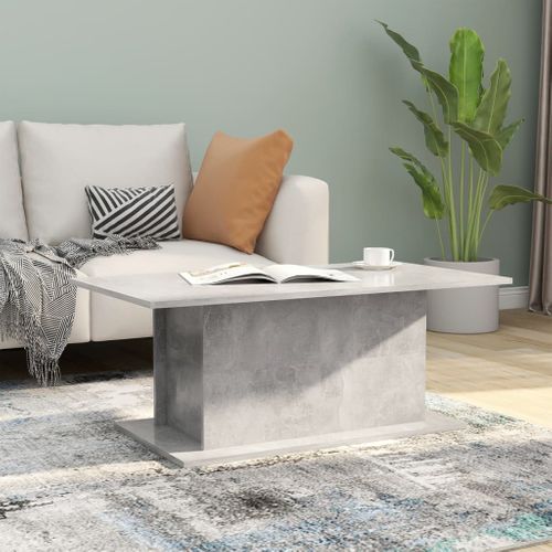 Table Basse Gris Béton 102x55,5x40 Cm Bois Contreplaqué