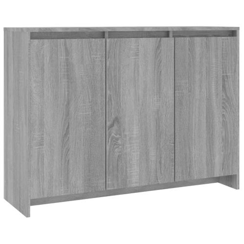 Buffet 102x33x75 Cm Bois Contreplaqué Sonoma Gris 3 Portes Meuble De Rangement