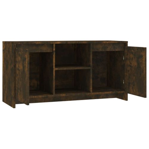 Meuble TV Chêne Fumé 102x37,5x52,5 Cm Bois Contreplaqué
