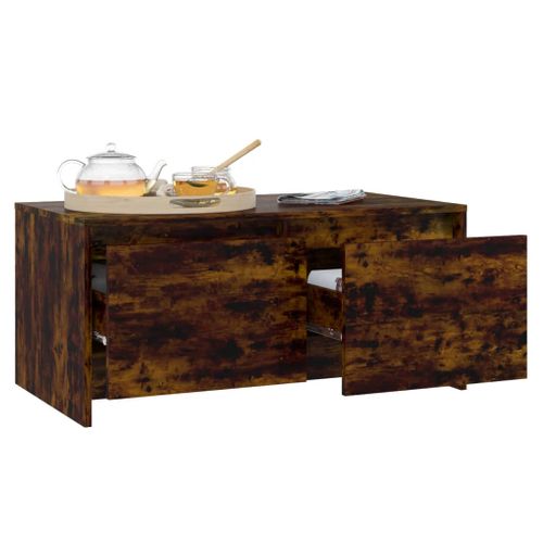 Table Basse Chêne Fumé 90x50x41,5 Cm Bois Contreplaqué
