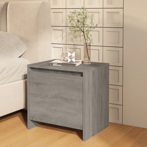 Table De Chevet Sonoma Gris 45x34x44,5 Cm Bois Contreplaqué
