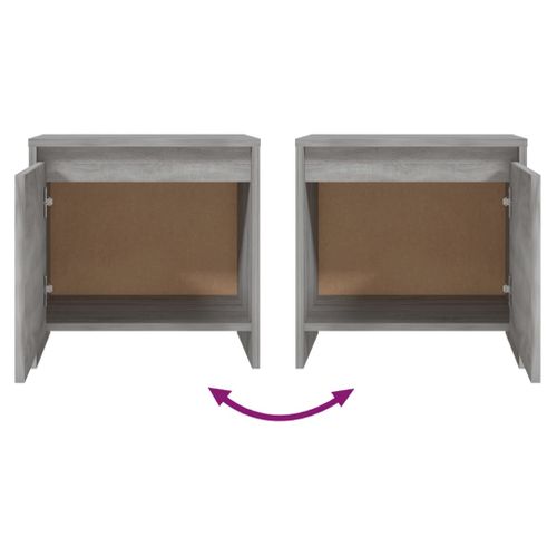 Table De Chevet Sonoma Gris 45x34x44,5 Cm Bois Contreplaqué