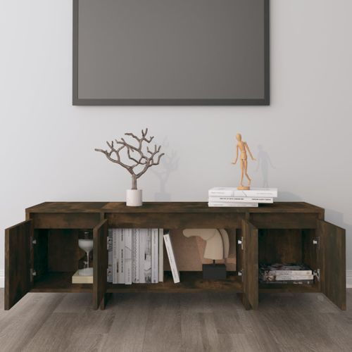 Meuble TV Chêne Fumé 120x30x40,5 Cm Bois Contreplaqué