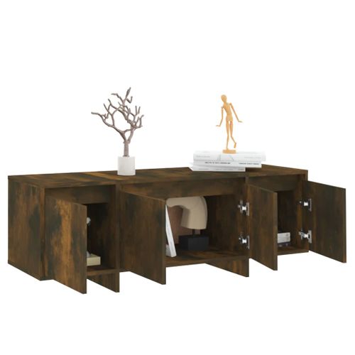Meuble TV Chêne Fumé 120x30x40,5 Cm Bois Contreplaqué