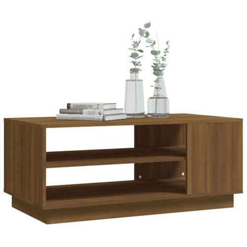 Table Basse Chêne Marron 102x55x43 Cm Bois Contreplaqué