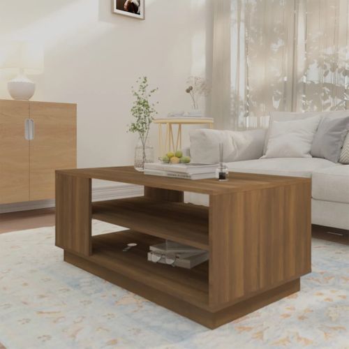 Table Basse Chêne Marron 102x55x43 Cm Bois Contreplaqué