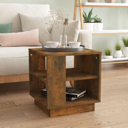 Table Basse Chêne Fumé 40x40x43 Cm Bois Contreplaqué