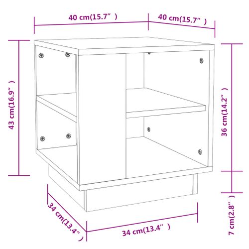 Table Basse Chêne Fumé 40x40x43 Cm Bois Contreplaqué