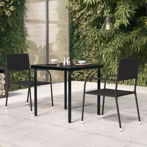 Table De Jardin Noir 80x80x74 Cm Acier Et Verre