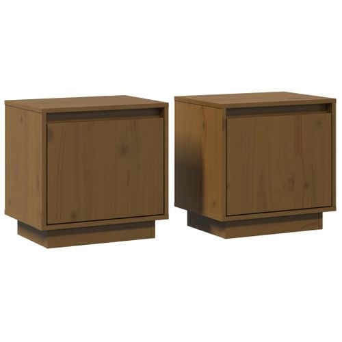 Tables De Chevet 2pcs Marron Miel 40x30x40cm Bois De Pin Solide