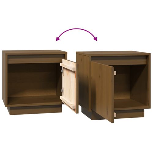 Tables De Chevet 2pcs Marron Miel 40x30x40cm Bois De Pin Solide