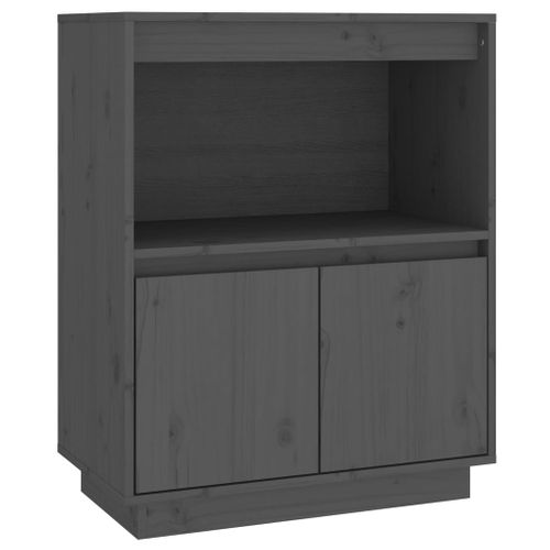 Buffet Gris 60x34x75 Cm Bois Massif De Pin