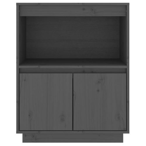Buffet Gris 60x34x75 Cm Bois Massif De Pin