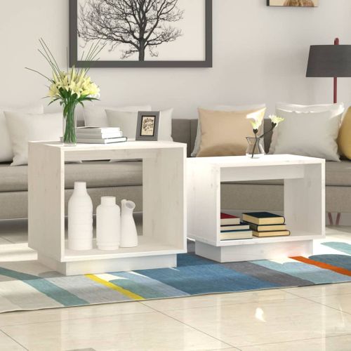 Tables Basses Gigognes 2 Pièces Blanc Bois De Pin Massif