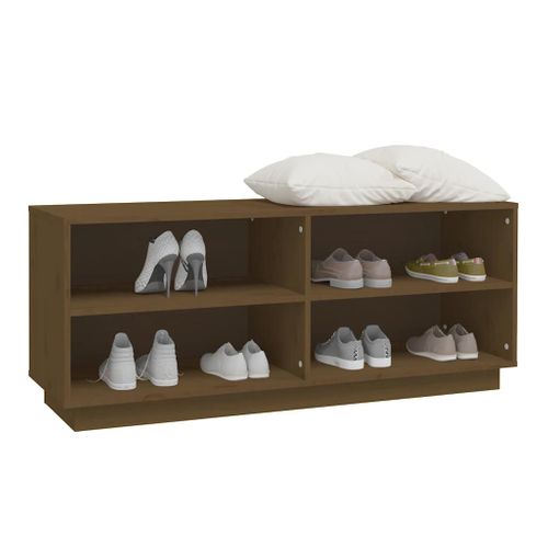 Armoire à Chaussures Marron Miel 110x34x45cm Bois De Pin Massif