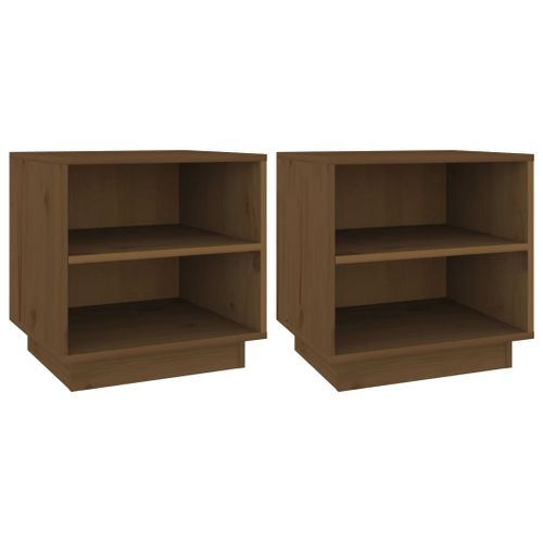 Tables De Chevet 2pcs Marron Miel 40x34x40cm Bois De Pin Solide
