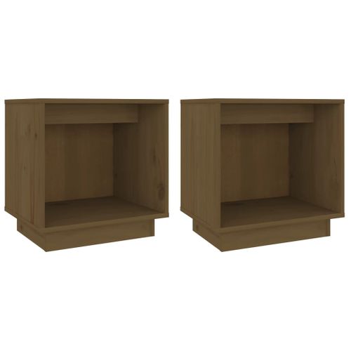 Tables De Chevet 2pcs Marron Miel 40x30x40cm Bois De Pin Solide
