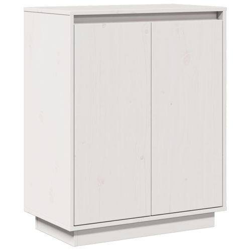 Buffet Blanc 60x34x75 Cm Bois Massif De Pin