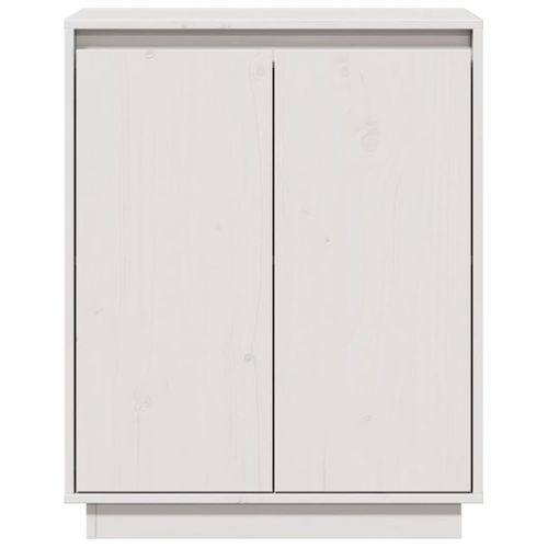 Buffet Blanc 60x34x75 Cm Bois Massif De Pin