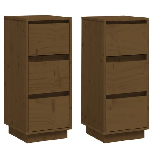 Buffets 2 Pièces Marron Miel 32x34x75 Cm Bois Massif De Pin