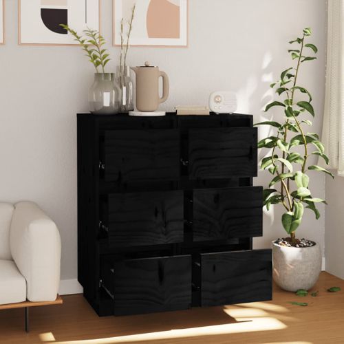 Buffets 2 Pièces Noir 32x34x75 Cm Bois Massif De Pin