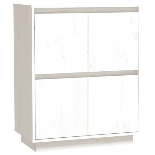 Buffet Blanc 60x34x75 Cm Bois Massif De Pin