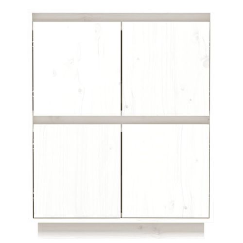 Buffet Blanc 60x34x75 Cm Bois Massif De Pin