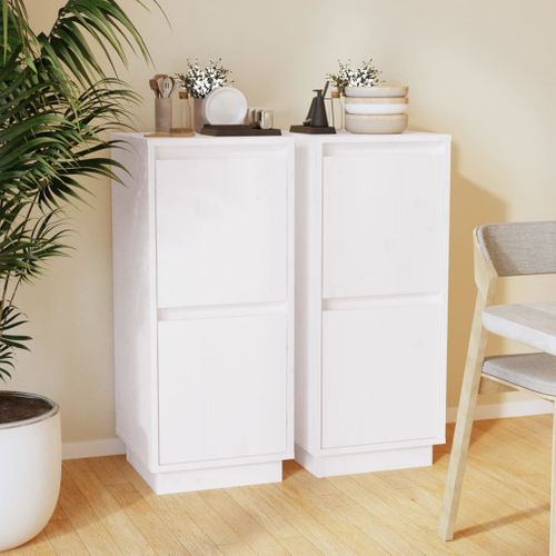 Buffets 2 Pièces Blanc 31,5x34x75 Cm Bois Massif De Pin