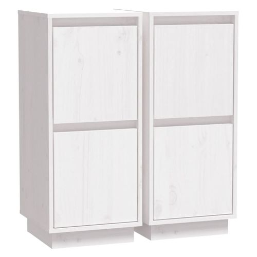 Buffets 2 Pièces Blanc 31,5x34x75 Cm Bois Massif De Pin