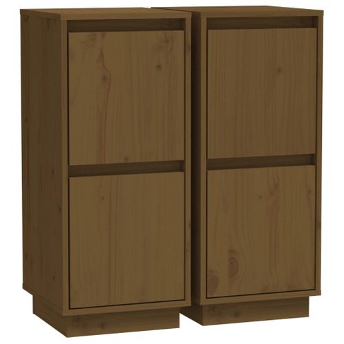 Buffets 2 Pièces Marron Miel 31,5x34x75 Cm Bois Massif De Pin