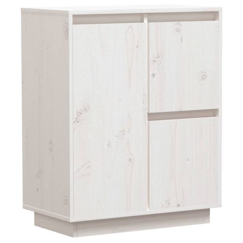 Buffet Blanc 60x34x75 Cm Bois Massif De Pin
