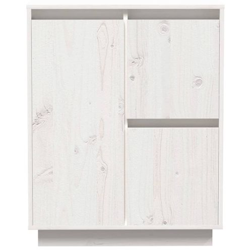 Buffet Blanc 60x34x75 Cm Bois Massif De Pin