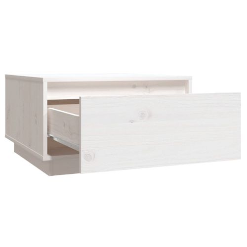 Table Basse Blanc 55x56x32 Cm Bois Massif De Pin