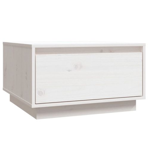 Table Basse Blanc 55x56x32 Cm Bois Massif De Pin