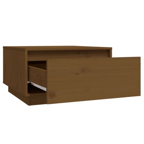 Table Basse Marron Miel 55x56x32 Cm Bois Massif De Pin