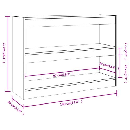 Bibliothèque/séparateur De Pièce Chêne Sonoma 100x30x72 Cm