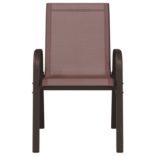 Chaises Empilables De Jardin Lot De 4 Marron Tissu Textilène