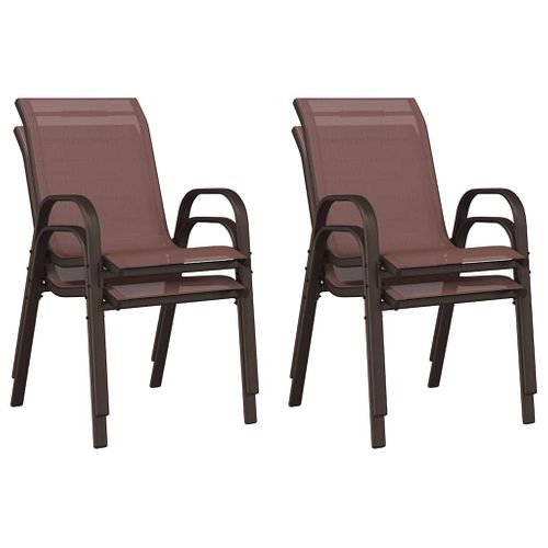 Chaises Empilables De Jardin Lot De 4 Marron Tissu Textilène